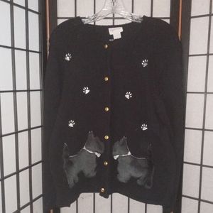 Crystal Kobe Scottie Dog Cardigan Sweater